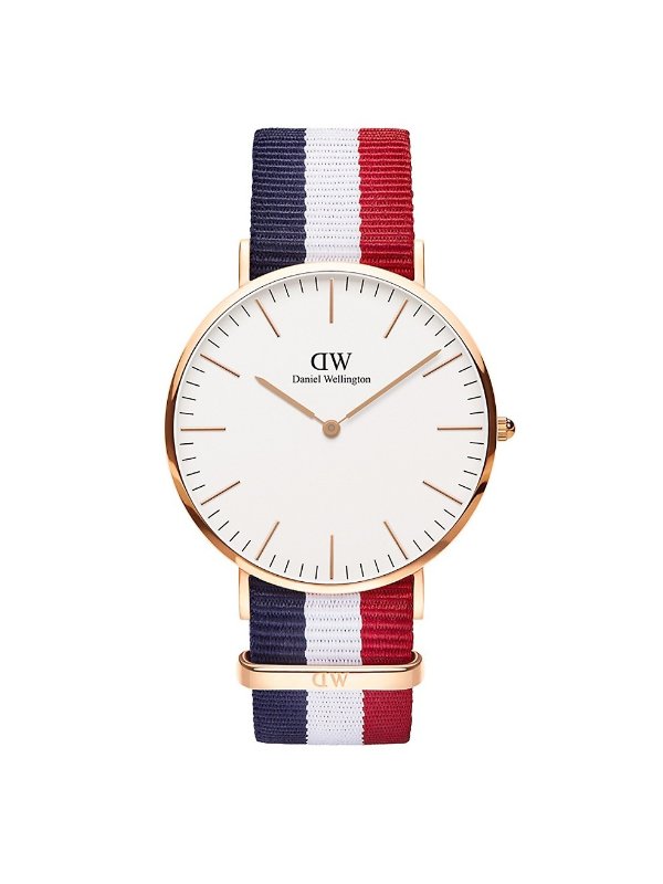 Classic Cambridge Rose Goldtone Stainless Steel Textile-Strap Watch