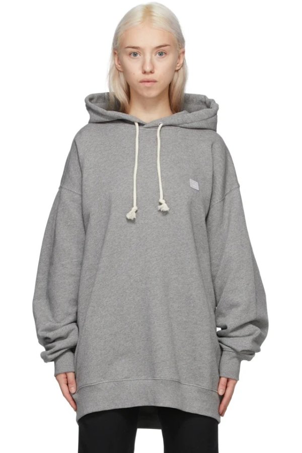 Grey Oversized Patch Hoodie