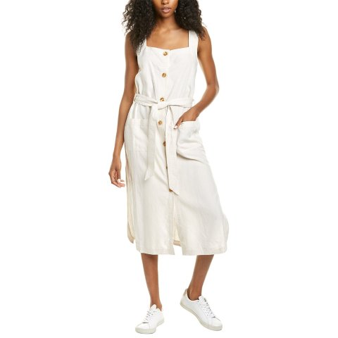 Premium Denim Lexia Linen-Blend Midi Dress