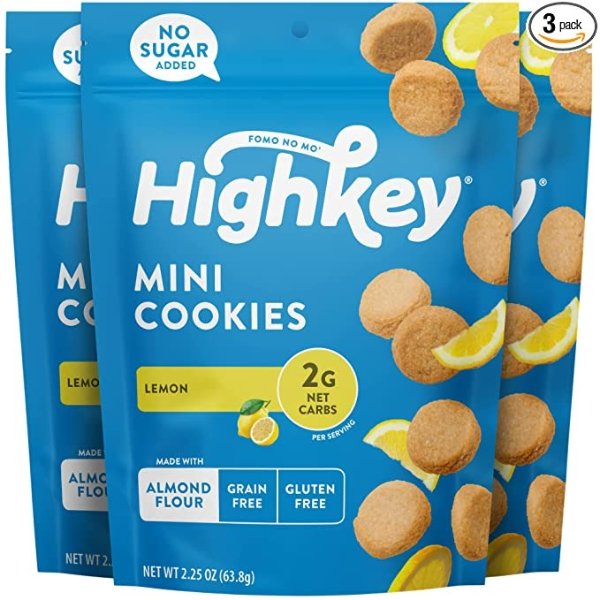 Highkey 无糖柠檬曲奇饼干 2.25oz 3包装