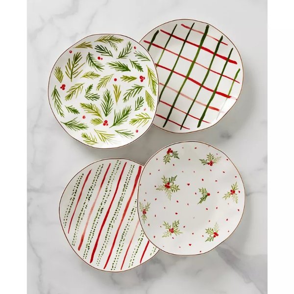 Bayberry Porcelain Mix-and-Match Dessert Plates, Set Of 4