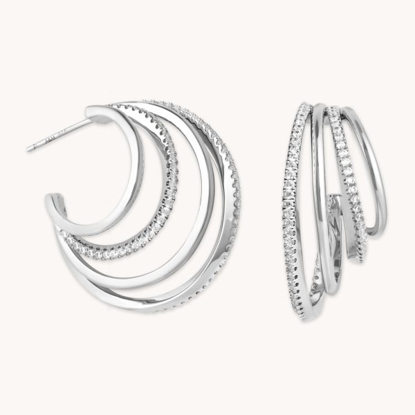 Orbit Crystal Silver Hoops | Astrid & Miyu Earrings