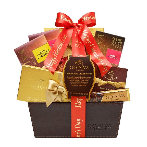 Happy Valentine's Day Chocolate Celebration Basket | GODIVA