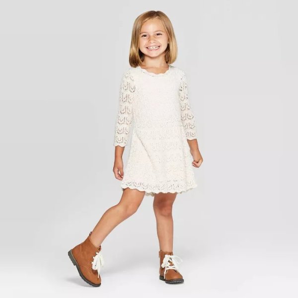 Toddler Girls' Crochet Dress - Cat & Jack™ Cream