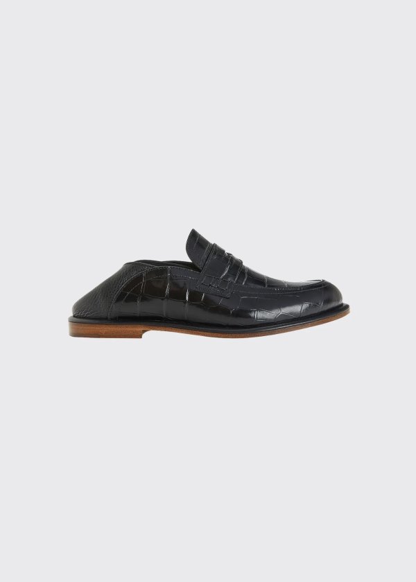 Mock-Croc Leather Penny踩跟乐福鞋