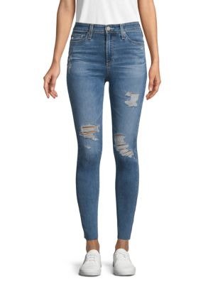 High-Rise Ripped Super Skinny Ankle Jeans