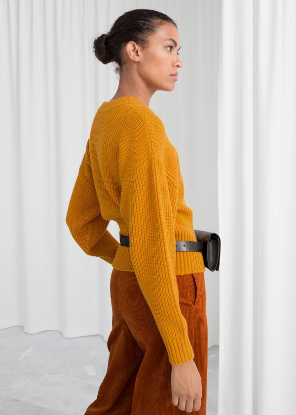 Long Rib Cropped Sweater