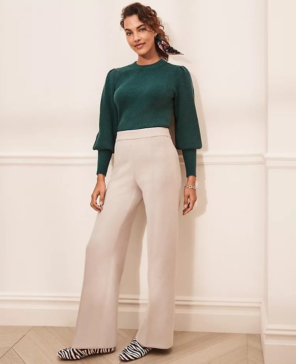 The Faux Suede Side Zip Straight Pant | Ann Taylor