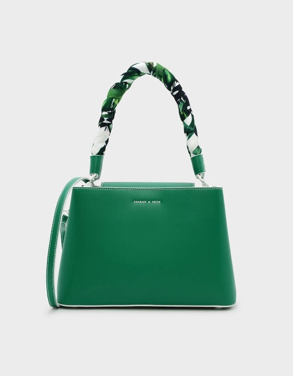 Green Scarf Wrapped Handle Handbag | CHARLES & KEITH