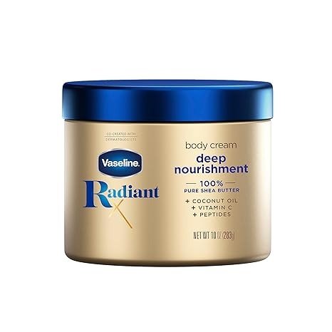 Radiant X Deep Nourishment Body Cream 100% Pure Shea Butter, Coconut Oil, Vitamin C, & Peptides 10 oz
