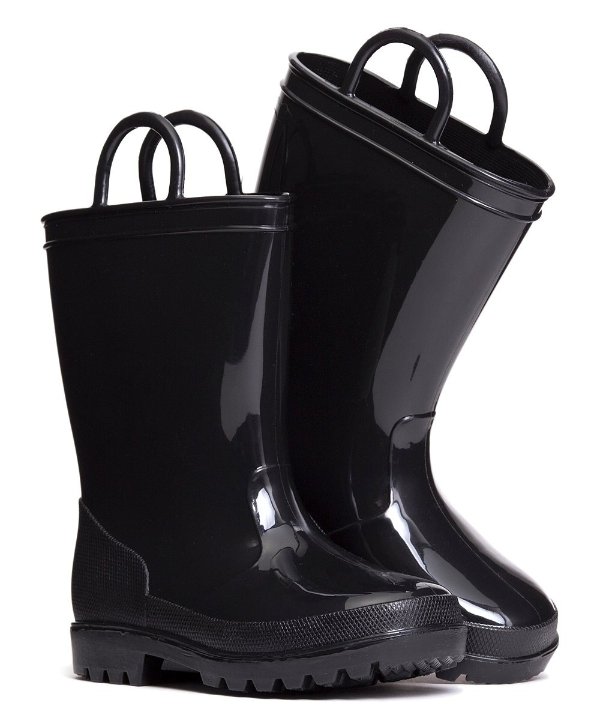 Black High-Gloss Rain Boot - Kids