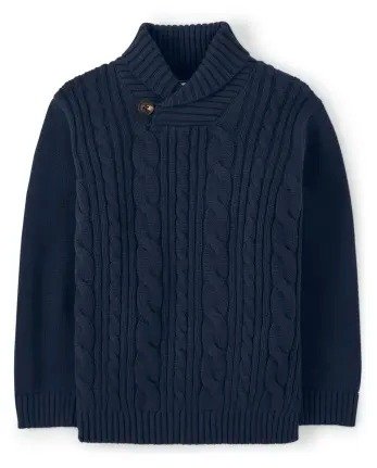 Boys Long Sleeve Cable Knit Shawl Sweater - Uniform | Gymboree - NAVY SLATE