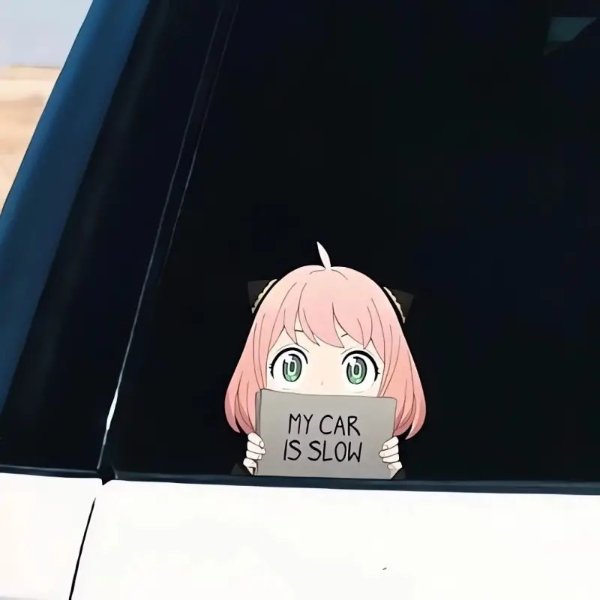 5.1in/13cm My Car Is Slow Anime Car Sticker Window Warning Cartoon Cute Girl Peeker Decal Windshield Car Accessories Vinyl Waterproof Decal