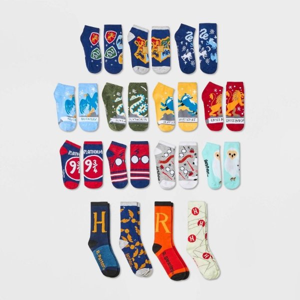 Women&#39;s Harry Potter Crest 15 Days of Socks Advent Calendar - Assorted Colors 4-10