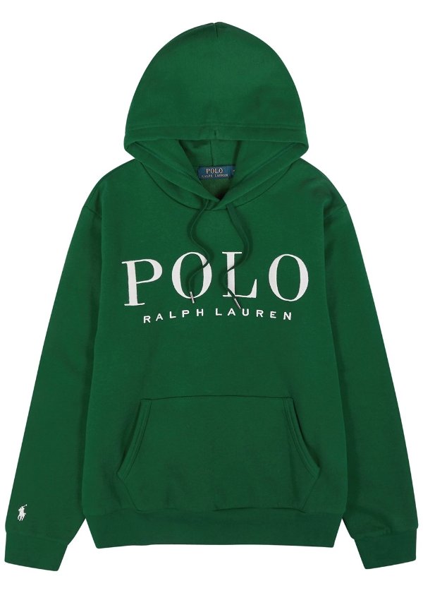 Green logo hooded jersey sweatshirt