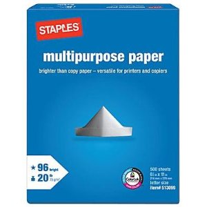 Staples Multipurpose Paper, 8 1/2" x 11", 500/Ream (513099-WH)
