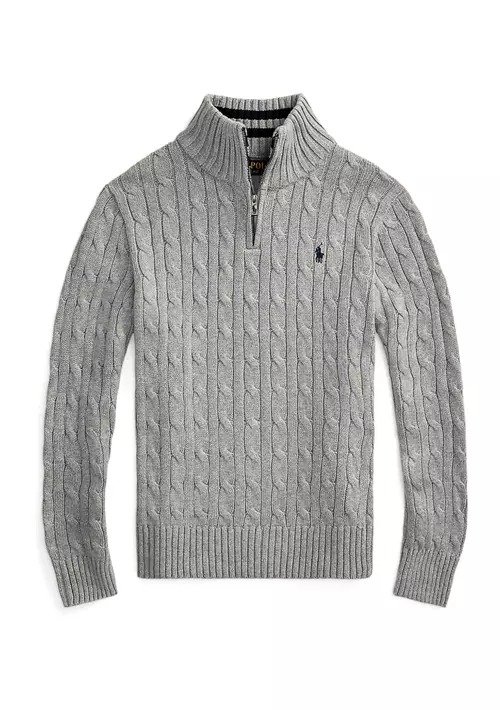 Boys 8-20 Cable Knit Cotton 1/4 Zip Sweater