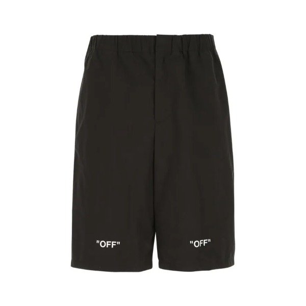 Black polyester blend bermuda shorts