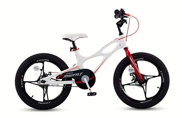 Space Shuttle Kids Bike for Boys and Girls, 14 16 18 Inch Magnesium Bicycle with 2 Hand Disc Brakes, Child's Cycle with Training Wheels or Kickstand, Black White Purple