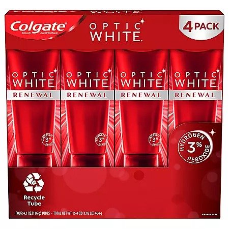 Optic White Renewal High Impact White Teeth Whitening Toothpaste (4.1 oz., 4 pk.) - Sam's Club