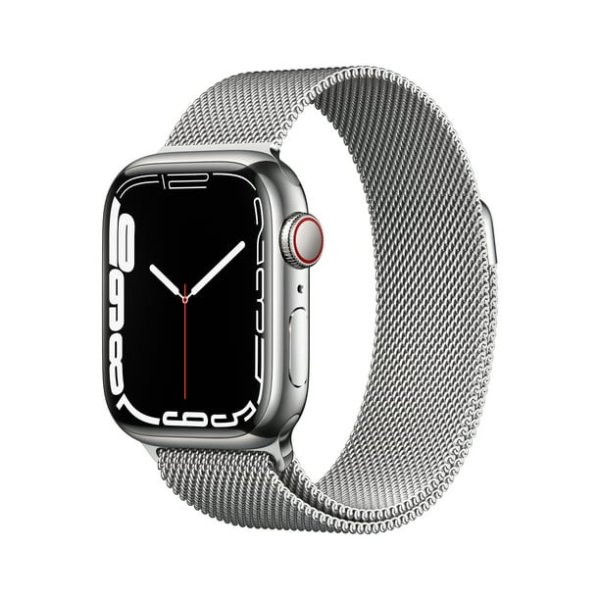 Watch Series 7 GPS + Cellular, 41mm Silver Stainless Steel Case with Silver Milanese Loop