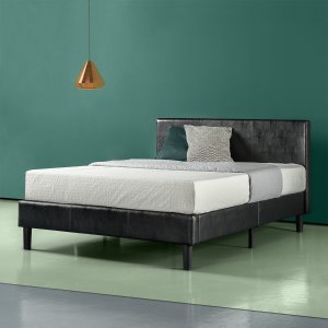 Zinus Faux Leather Platform Bed with Wood Slat Support, Queen