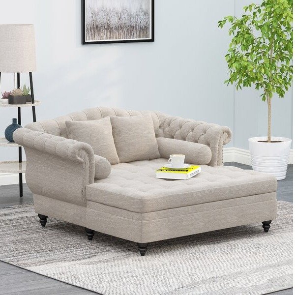 Lamm Tufted Two Flared Arms Chaise Lounge