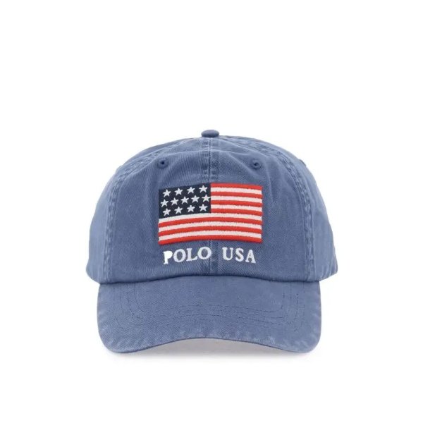 baseball cap in twill with embroidered flag