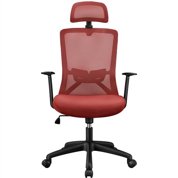 SmileMart Ergonomic Mesh Swivel Rolling Executive Office Chair with High Headrest, Red