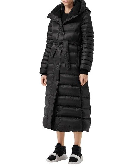 Single-Breasted Belted Puffer Coat