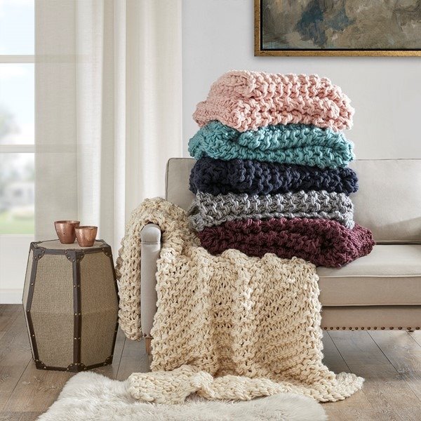 Chunky Knit Throw By Madison Park - Designer Living