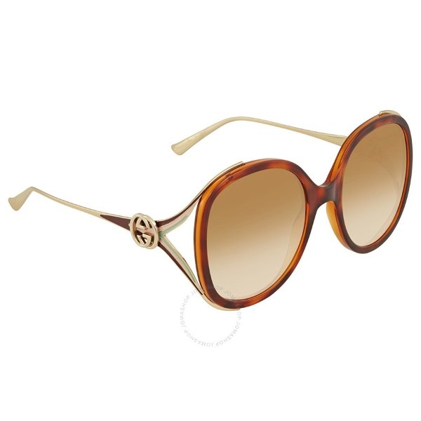 Brown Gradient Round Ladies Sunglasses GG0226S 005