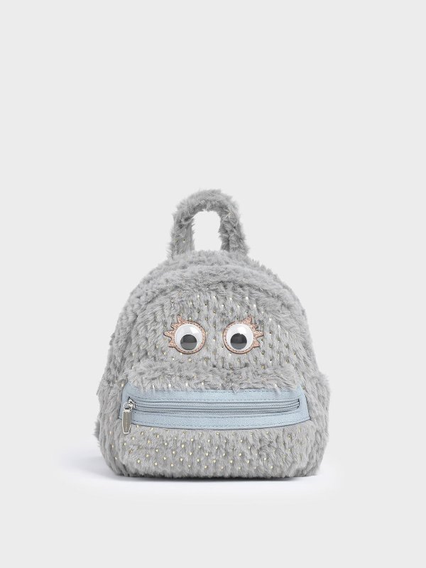 Light Blue Girls&apos; Furry Character Backpack | CHARLES &amp; KEITH