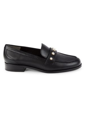 Owen Leather Faux Pearl Penny Loafers