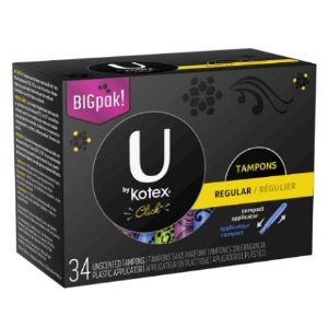 U by Kotex Click Regular Compact Tampons, Unscented, 34 Count