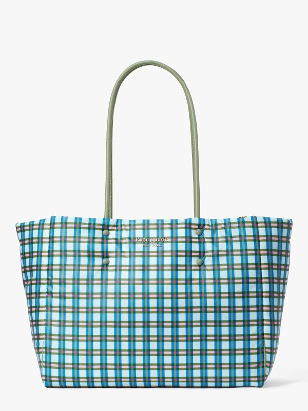 everything puffy plaid large tote