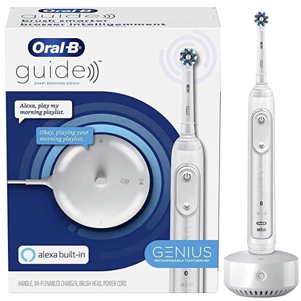 -B Guide, Alexa Built-In, Amazon Dash Replenishment Enabled, Electric Toothbrush, White, Smart Brushing System