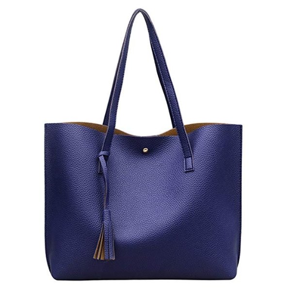 Women Tote Bags Top Handle Satchel Handbags PU Pebbled Leather Tassel Shoulder Purse