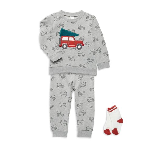 ​Baby Boy’s 3-Piece Sweatshirt, Socks & Joggers Pajama Set