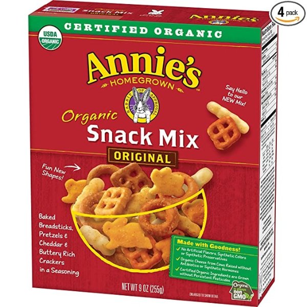 Annie's Organic Snack Mix, Original Crackers and Pretzels, 9 oz. Box (Pack of 4)