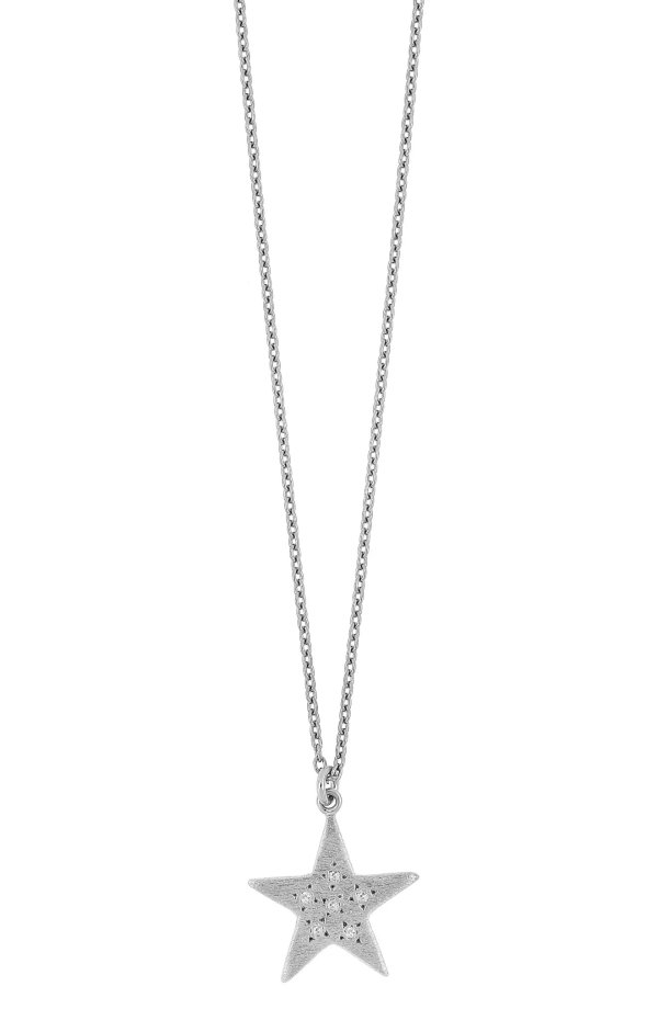 Cielo Sterling Silver Diamond Star Pendant Necklace - 0.03 ctw