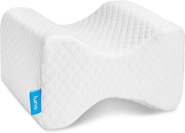 Orthopedic Knee Pillow for Sciatica Relief, Back Pain, Leg Pain, Pregnancy, Hip and Joint Pain - Memory Foam Wedge Contour for Side, Back & Side Sleepers - Certipur-Us & Designed in USA