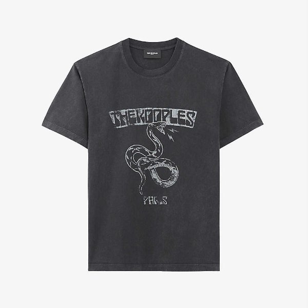 Snake and logo-print faded cotton-jersey T-shirt