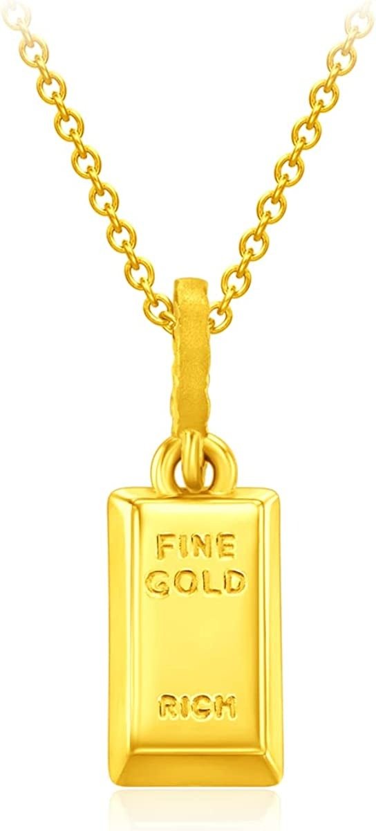 999 Pure 24K Gold Gold & Rich gold bar pendant