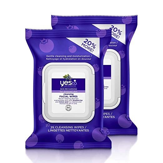 Superblueberries Skin Recharging Cleansing Facial Wipes for Stressed Skin, 30 Count (Pack of 2)