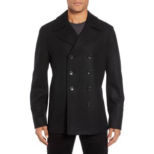 MICHAEL KORS Wool Blend Double Breasted Peacoat