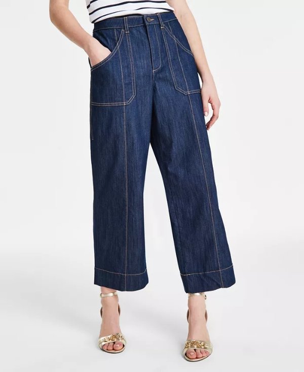 Women's High-Rise Wide-Leg Ankle Jeans