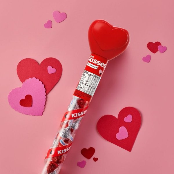 Hershey&#39;s Kisses Valentine&#39;s Milk Chocolate Heart Cane - 2.24oz