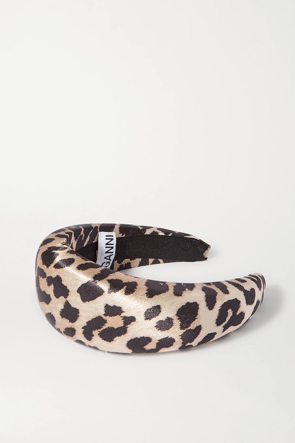 Leopard-print satin headband