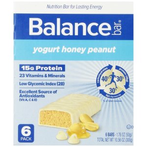Balance Bar, Yogurt Honey Peanut, 1.76 oz Bars, (Pack of 6)